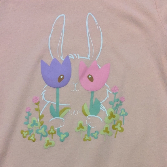 Cat & Jack Peach Bunny and Flowers Tee - Picture 2 of 4